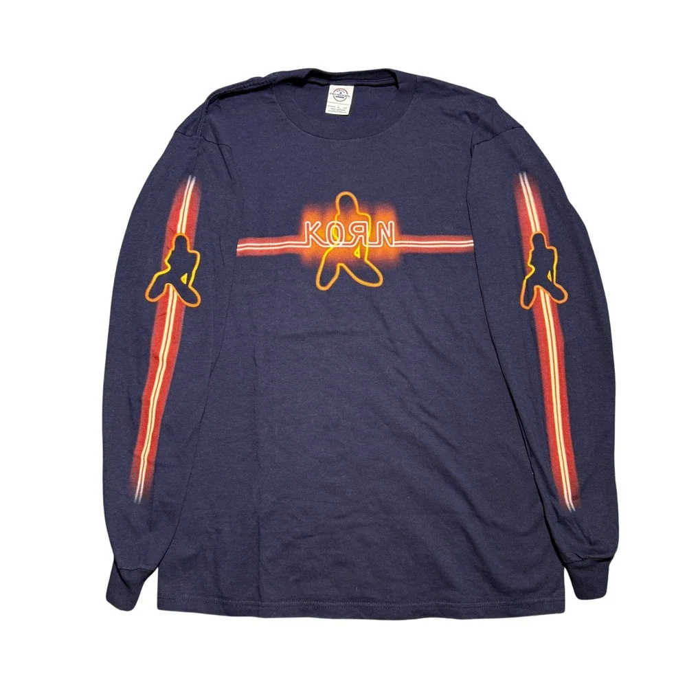 Vintage Korn Neon Long Sleeve Shirt Weight Graphic Tee Mens M